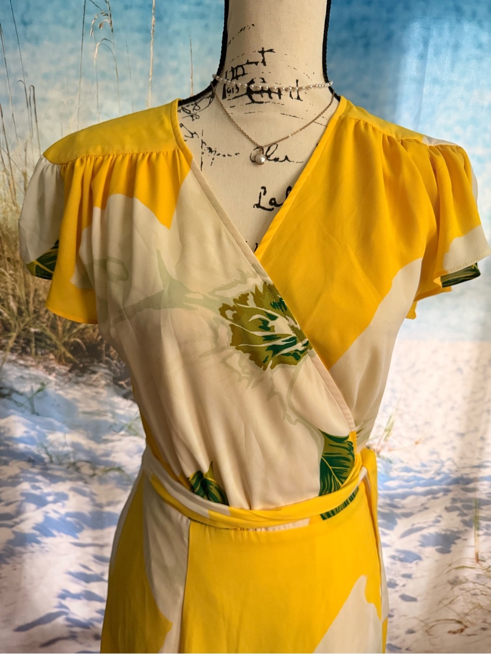 New York & Company Yellow & White Floral Wrap-Style Maxi Skirt - Picture 3 of 10